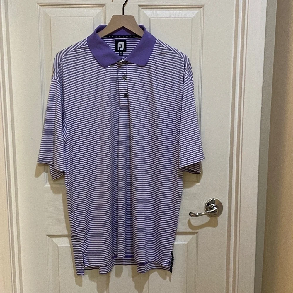 FootJoy Polo Golf Shirt- Men’s Size Large -Purple Stripes - Picture 1 of 10